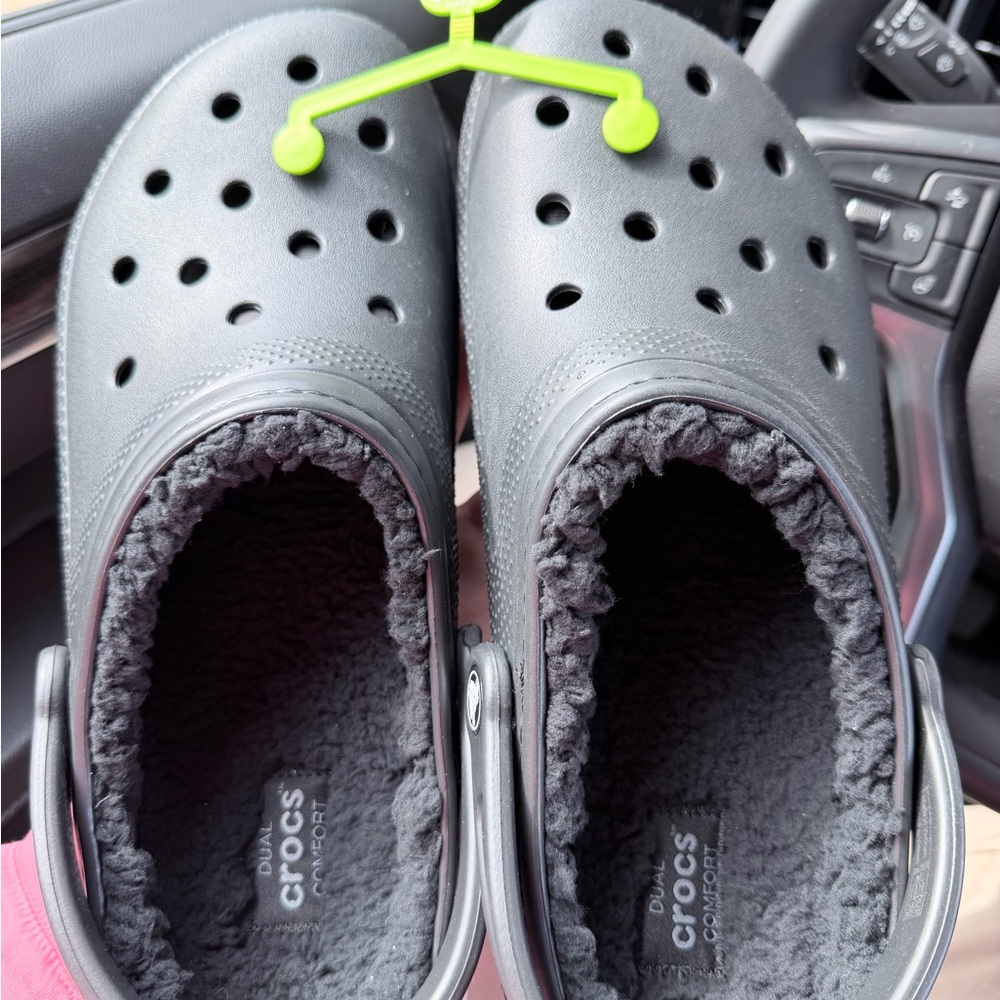 CROCS  Gray Fuzzy Slippers